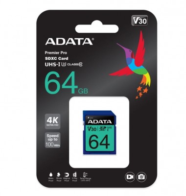 MEMORIA SD ADATA 64GB 4K ASDX64GUI3V30S-R