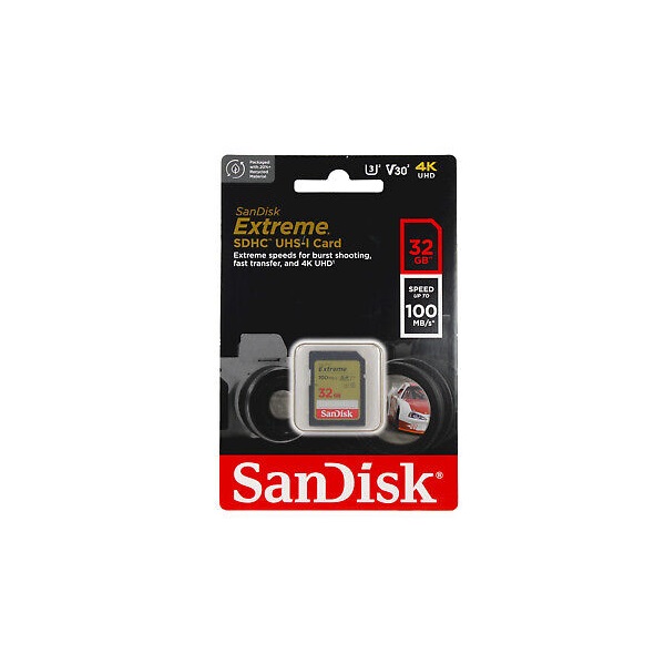 MEMORIA SD SANDISK EXTREME 32GB U3 V30 4K SDSDXVT-032G-GNCIN