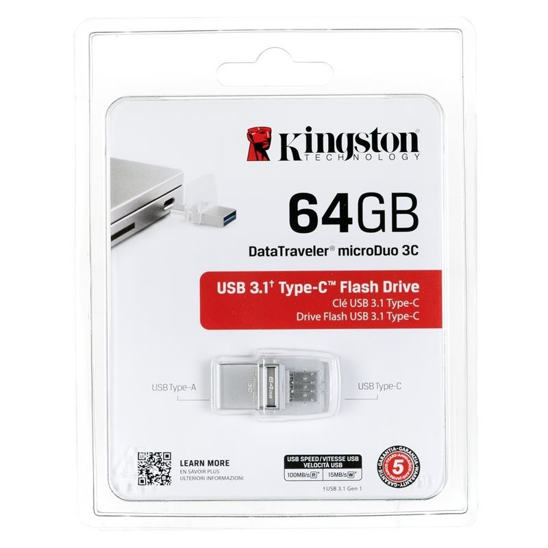 MEMORIA USB 3.1 TIPO C KINGSTON 64GB  MICRODUO  DTDUO3C/64GB