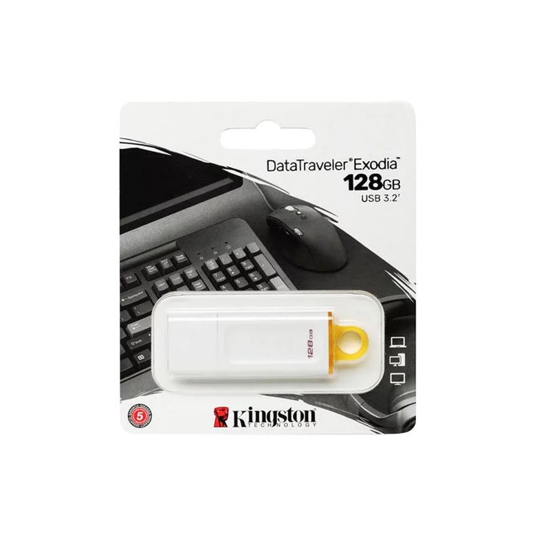 MEMORIA USB KINGSTON 128GB EXODIA KC-U2G128-5R USB 3.2 BLANCO