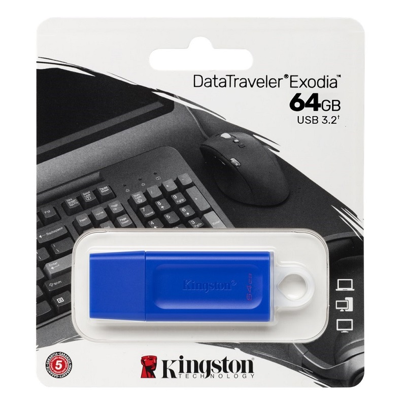 MEMORIA USB KINGSTON 64GB EXODIA KC-U2G64-7GB USB 3.2 AZUL