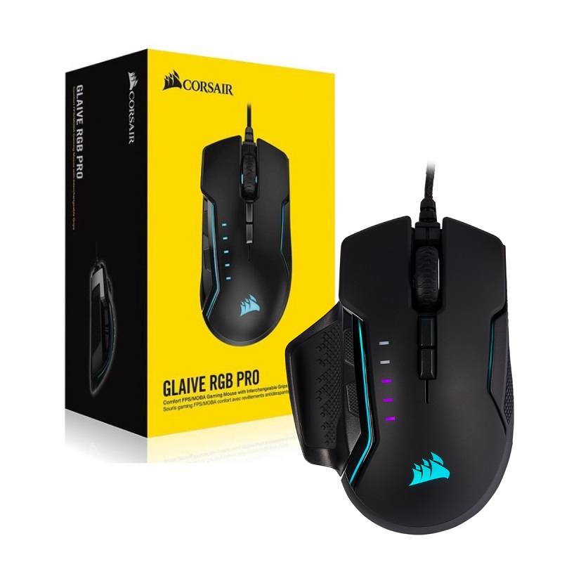 MOUSE USB CORSAIR GLAIVE RGB PRO CH-9302311-NA GRIPS INTECAMBIABLES