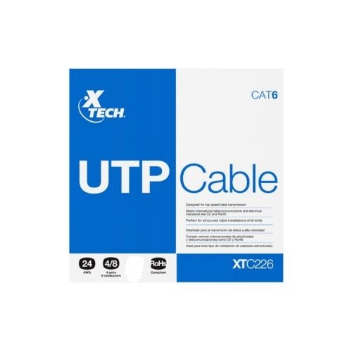 CABLE UTP CAT6 XTECH INTERIORES 24 AWG HASTA 1Gbps (VENTA POR METRO) XTC226